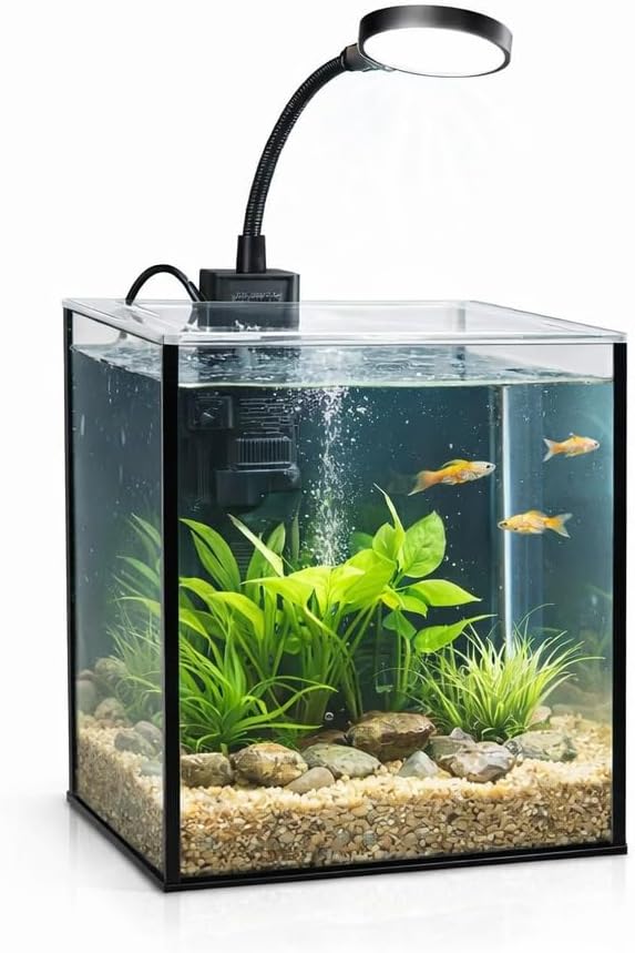 LYPHARD AQUARIUMS Mini Aquarium Set Fish Tank Shrimp Tank Snails Tank Planted Tank 1.2 Gallon Aquarium Kit, Small Desktop Fish Tank for Small Aquatic Pets for Beginner