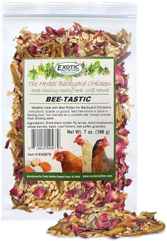 Exotic Nutrition Bee-Tastic - Healthy All-Natural Chicken Treat - Dried Insects, Flowers, Herbs Wheat Berries & Bee Pollen - Promotes Healthy Chickens & Eggs (1.5 lbs)