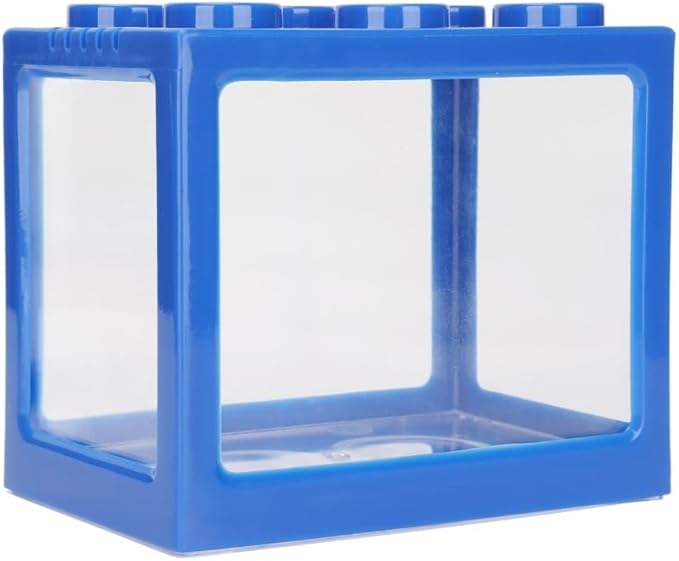Blue Plastic Building Block Fish Tank Desktop Micro Landscape Cascadable Design Mini Fish Aquarium Office Decoration