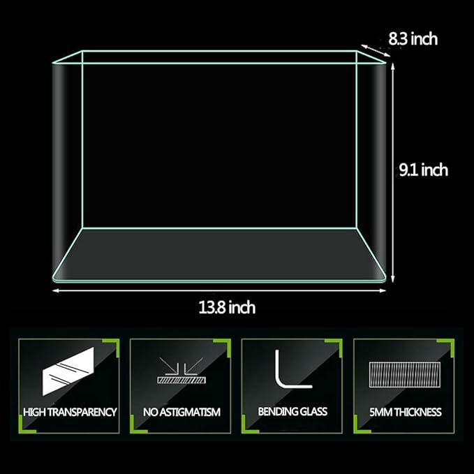 4 Gallon Aquarium Fish Tank，Rimless Aquarium Tank，13.8" L × 8.3" W × 9.1" H