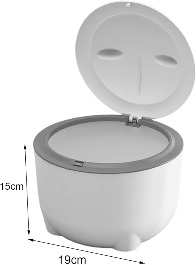 HouseVibe Cat Litter Trash Can with Press Type Lid, Enclosed Odor Isolating Cat Waste Bin, Covered Pet Litter Tray for Indoor Cats 7.48x5.91inch- White