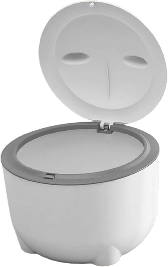 HouseVibe Cat Litter Trash Can with Press Type Lid, Enclosed Odor Isolating Cat Waste Bin, Covered Pet Litter Tray for Indoor Cats 7.48x5.91inch- White