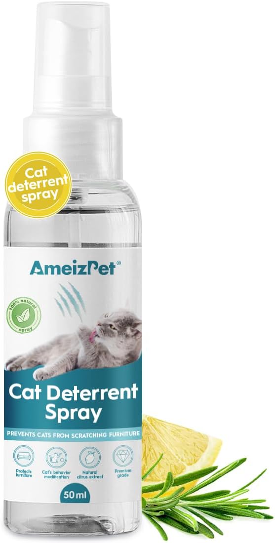 Cat Scratching Deterrent Spray, Cat Repellent Spray, Stop Cats Scratching Furniture, Carpets, Curtains and Plants, Safe and Effective Solution, Use Indoor & Outdoor, 1.69 fl oz (50 ml)