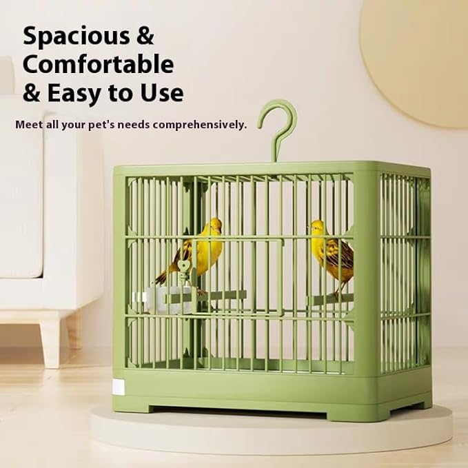 2026 New Bird Carrier Cage, Travel Bird Cage, Portable Bird Carrier, Small Birds Lightweight Parrots Cage, Detachable Tray Hook Handle Easy Transport Bird House for Travel Outdoor (Green)