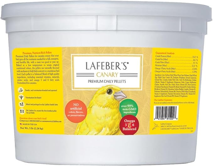 LAFEBER'S Premium Daily Diet Pellets Pet Bird Food, Made with Non-GMO and Human-Grade Ingredients, for Canaries, 5 lb