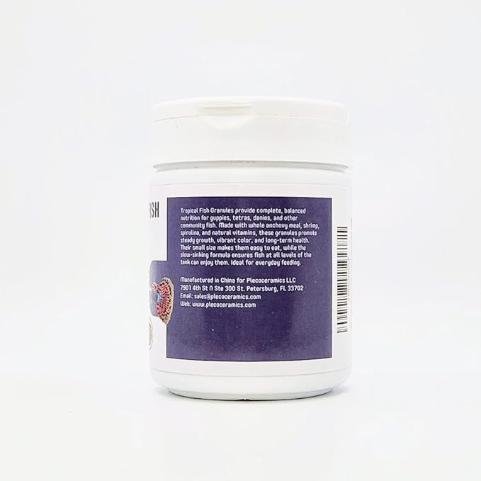 Plecoceramics Tropical Fish Granules Daily Community Fish Food for Aquarium Fish – Balanced Nutrition for Tropical Fish, Easy-to-Eat Sinking Granules (1.41 oz / 40 g)