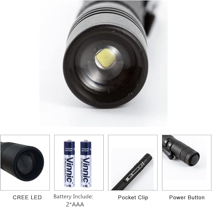 395nm UV Flashlight, Zoomable Blacklight with 2xAAA Battery Ultraviolet Flashlight Pet Urine Detector for Cat Dog Stains, Bed Bug, Household Toilet