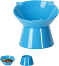 Detachable Elevated Cat Bowls, 15° Tilted Raised Cat Food Bowl Anti-Vomiting,Whisker Friendly, Adjustable Large Cat Dishes Extra Wide for Protecting Spine, Adult Kitten (Blue)