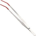 Reptile Feeding Tongs, Stainless Steel Lizard Feeding Tongs, Aquarium Curved Feeding Tweezers for Reptiles with Rubber Tip, Terrarium Feeding Tongs for Gecko, 14.96" Length, Red
