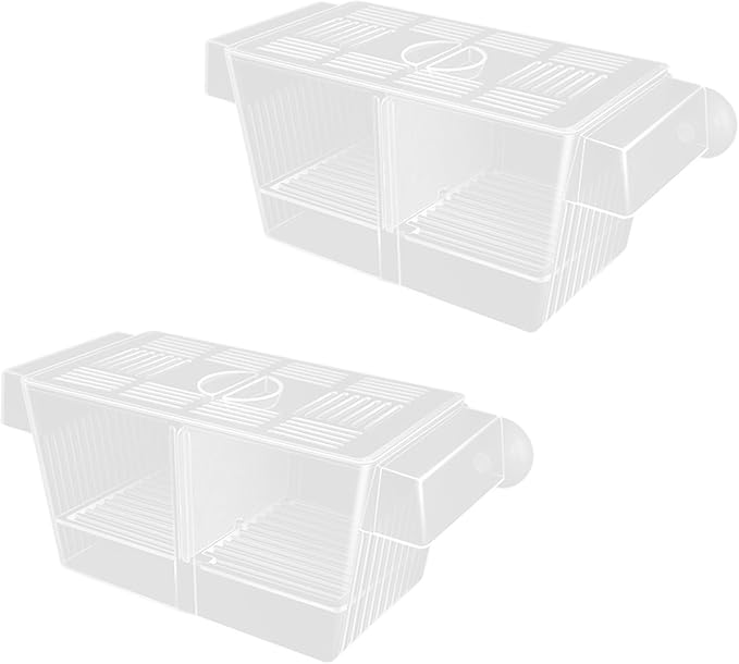 Multiuse Fish Isolation Container Breeding Incubator with Suction Cup 2 Dividers for Aggressive Newborns 2PCS Breeding Tanks