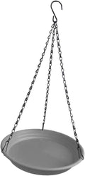 Hanging Bird Feeder and Waterer Tray Water Feeding Bowl Garden Decor with Chains Sturdy Birds Water Station for Backyard Yard, Grey
