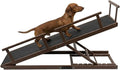7 Adjustable Dog Ramp for Bed, Couch - 63" Foldable Birchwood Dog Ramp with Safety Rails, Non-Slip EVA Surface & DIY Glow in The Dark Strips, Wooden Pet Ramp for Large Dogs Supports 250Lbs