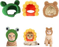 ParcaCrivra Cat Hats for Cats Only 3 Pack - Frog Brown Bear Sunflower Pet Headwear, Adjustable Velcro Strap, Cute Costume Accessory for Cats