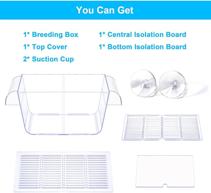 Fish Breeding Box Aquarium Holding Tank Transparent Fish Isolation Box Acclimation Hatchery Incubator Breeder for Betta Shrimp Clownfish Guppy Large