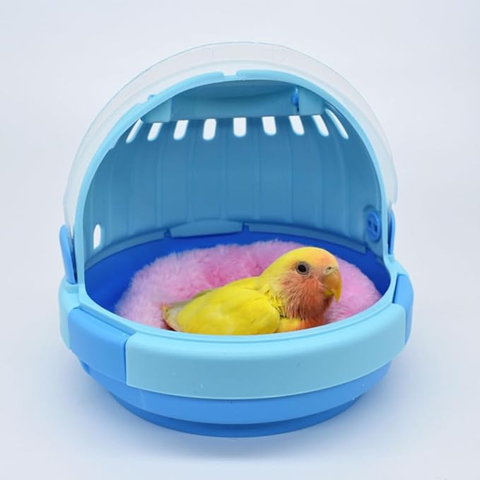 Mipcase Handheld Parrot Travel Cage with Design and Soft Fleece Nest Pad, Portable Small Bird Carrier Suitable for Budgies, Cockatiels, and Young Birds