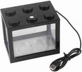 Mini USB LED Aquarium Fish Bowl Plastic Tank with White Light for Desk Tabletop Decor Energy-Saving Office Accent(Black)