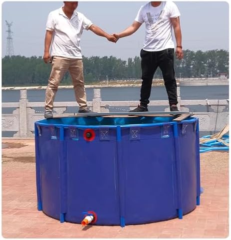 Durable Aquaculture Water Tank with Drain Valve，Aquaculture Water Tank Cistern Steel Frame Multifunction PVC Canvas,Fish Breeding Koi Pool for Garden,Multifunction PVC Canvas Pool for Ponds