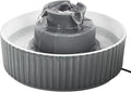 Ceramic Cat Water Fountain, 2.1L/71oz Cupcake Pet Water Fountain for Cats and Dogs, Automatic Pet Drinking Fountain with Pump, Filter & Foam (Dark Grey)