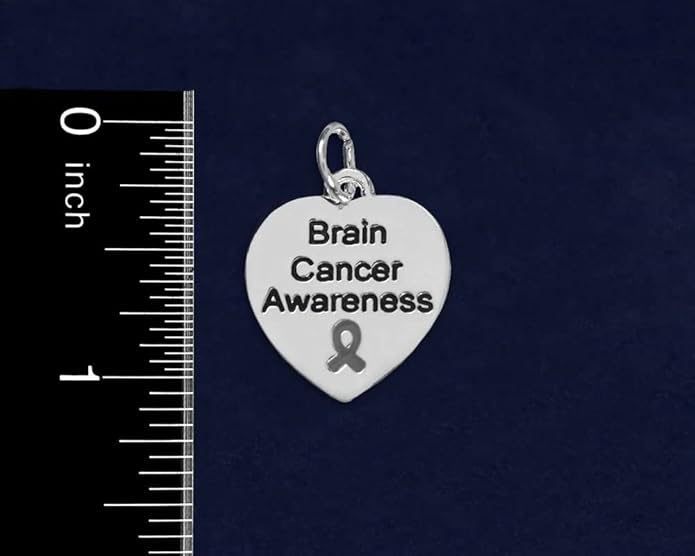 Gray Ribbon Hanging Charm for Brain Cancer, Asthma and Diabetes Awareness - Perfect for Bracelets, Purses, Zipper Pull, Dog & Cat’s Collar, Support Groups, Fundraisers and More!