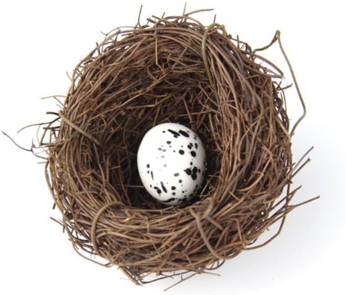 Jowxsx Artificial Bird Nest, Bird Nest with Artificial Bird Eggs, Country Style Simulation Twig Bird Nest for Handmade Easter Rattan Nest Easter Supplies Nests Birdcage Accessories