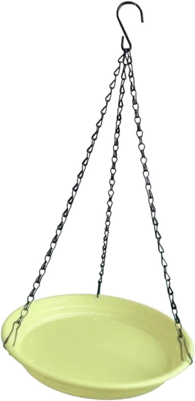Hanging Bird Feeder and Waterer Tray Water Feeding Bowl Garden Decor with Chains Sturdy Birds Water Station for Backyard Yard, Yellow