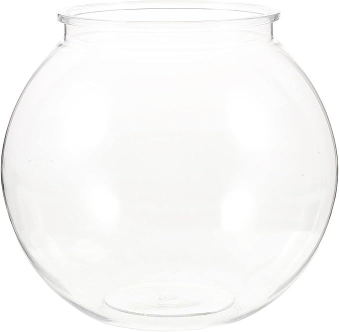 Mini Plastic Fish Bowl: Small Round Fish Tank Betta Goldfish Bowl - Transparent Aquarium Hydroponic Planter Floral Container for Centerpiece Vase, Party Decorations, Diameter 7.1Inch