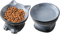 Nihow Ceramic Raised Cat & Dog Bowls: 5 Inch Elegant Gray (2 PC), Protecting Pet's Spine, Feeding & Watering Supplies, Modern Design, Anti Vomiting, Whisker Friendly