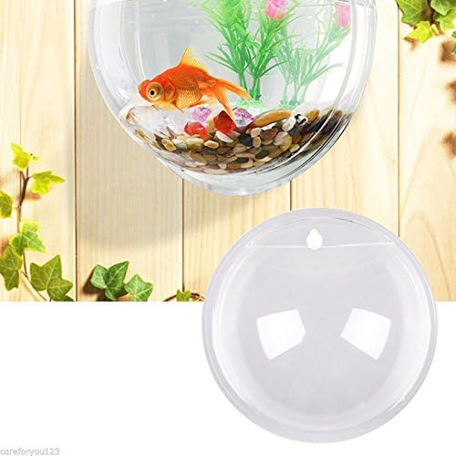 Acrylic Wall Mounted Fish Bowl, Hanging Aquarium Transparent Plastic Bubble Gold & Betta Fish Tank,Round Pot Flower Plant Vase Home Decoration (XL: 350mm)