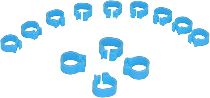 Fydun 100PCS S Leg Rings, 8mm Pigeons Identification Poultry Plastic Bird Foot Clip Pool Vacuum Hoses Bands No Words SuppliesOrange Health Supplies Band for Identify Orange (Light Blue)