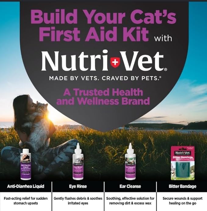 Nutri-Vet Anti-Diarrhea Liquid for Cats, Gentle Formula with Pectin and Kaolin, Soothes Upset Stomach and Irritated GI Tract, Slows Stool Passage, Cat Essentials, Detoxifies Bacterial Toxins, 4oz