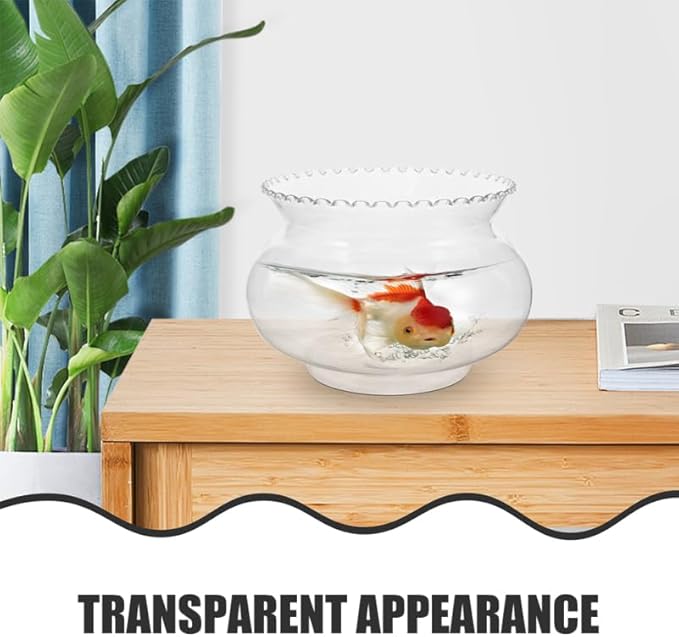 POPETPOP Multi-Function Desktop Fish Tank Clear Plastic Aquarium for Betta Fish and Goldfish with Unique Design for Home Office Plant Decoration and Viewing