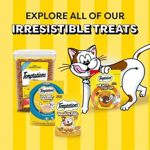 Temptations Lickable Spoons, Soft Lickable Cat Treats, Adult Wet Cat Treats, Savory Salmon and Tempting Tuna Flavor, 8 Spoons, Pack of 12 (96 Total)