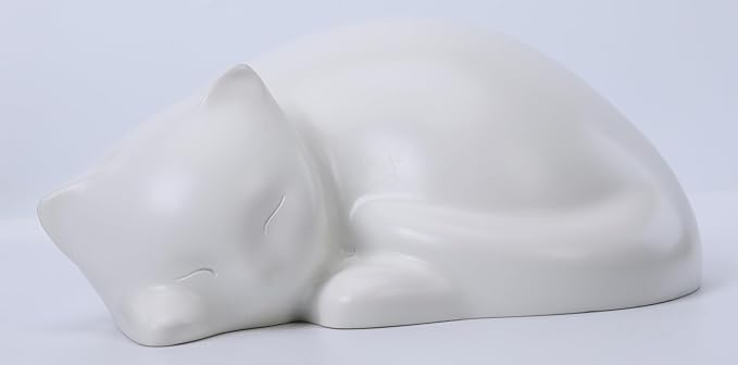 Pet Cat Urns for Ashes, Sleeping Resin Cremation Animal Urn and Sealed Bag, Decorative Funerary Memorial, Fur Keepsake, Ashes Necklace, Keychain, Inkless Paw Print Kit, Picture Frames, Sympathy Cards