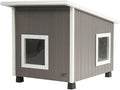 New Age Pet ECOFLEX Outdoor Cat House X-Large Weather Resistant, Raised Floor, Dual Vinyl Flaps, 30% Bigger, 28" W x 20" H
