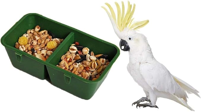 Litewoo Bird Seed Food Feeder Dish Water Feeder Bowl for Parrot Macaw African Greys Budgies Parakeet Cockatiel Conure Canary Finch Cage (3.9inch 2 in 1)