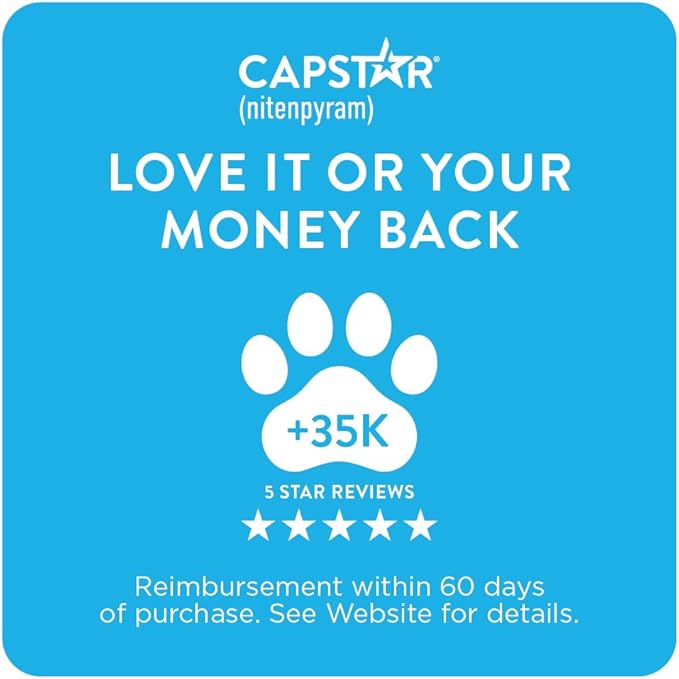 Capstar (Nitenpyram) Fast-Acting Oral Flea Treatment for Dogs 2-25 Lbs, Vet-Recommended Medication Tablets, Flea Tablets for Dogs Start Killing in 30 Minutes, 6 Doses