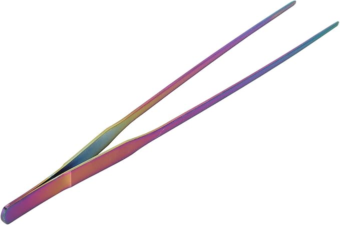 AYNEFY Aquarium Long Planted Feeding Tongs, Stainless Steel Colorful Straight Tweezer Aquarium Plant Maintenance Tools for AquaticPlants 10.6 Inches (27cm Straight Clip)
