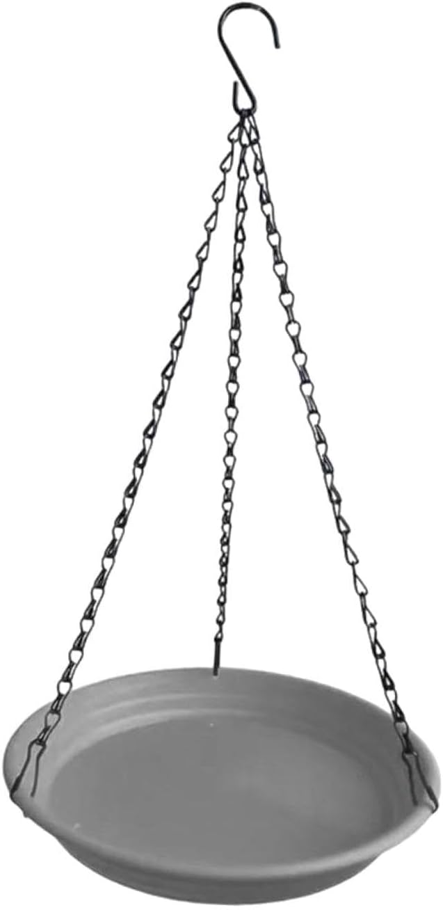 Hanging Bird Feeder and Waterer Tray Bird Food Tray Outdoor Birdbath Hanging Backyard Birdbath for Garden Balcony Trees Lawn, Grey