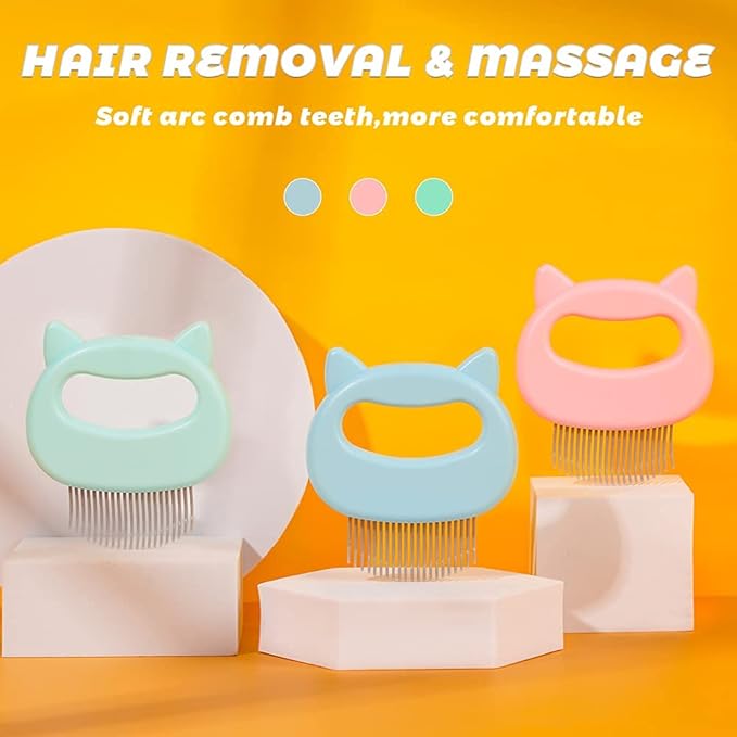 Cat Comb Pet Cat Short & Long Hair Removal Massaging Shell Comb Soft Deshedding Brush Grooming and Shedding Matted Fur Remover Massage Dematting Tool for Dog Puppy Rabbit Bunny (3 PCS)