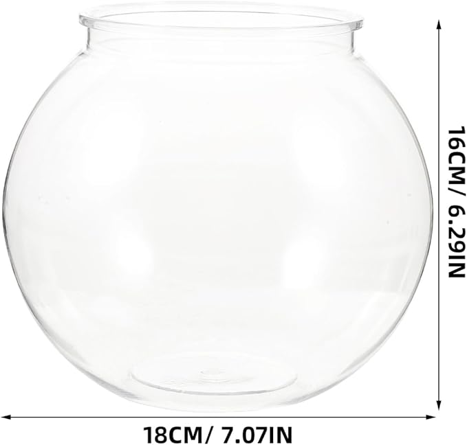 Mini Plastic Fish Bowl: Small Round Fish Tank Betta Goldfish Bowl - Transparent Aquarium Hydroponic Planter Floral Container for Centerpiece Vase, Party Decorations, Diameter 7.1Inch