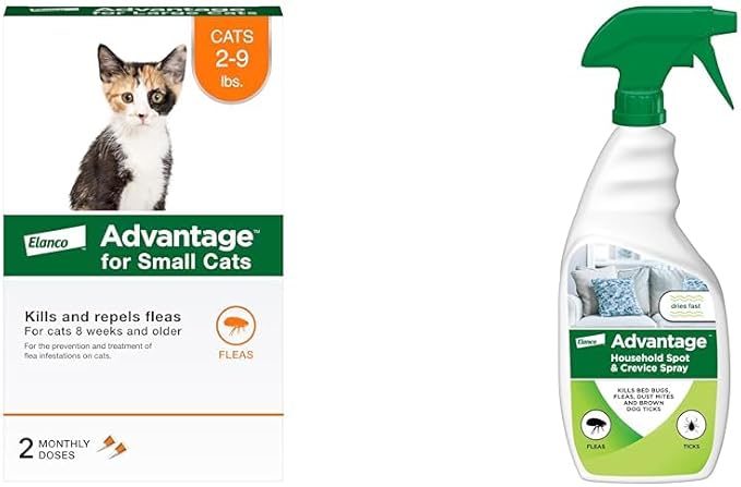 Bundle of Advantage Topical Cat Flea Treatment and Prevention for Small Cats 2-9 lbs. + Advantage Household Spot & Crevice Spray | Kills Fleas & Ticks & Bedbugs | 24 oz.