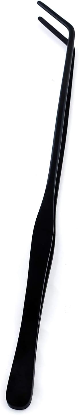 12 Inch Black Curved Aquarium Tweezers Stainless Steel Curved Tweezer with Carbonation Protection Coating Against Rust Long Reptiles Feeding Tongs for Aquatic Plants Lizards Spider Snakes