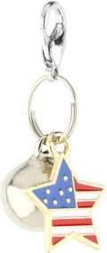 Oasis Plus American USA Flag Star Pet Collar Charm Pendant with Bell for Small Dog Kitty Cat
