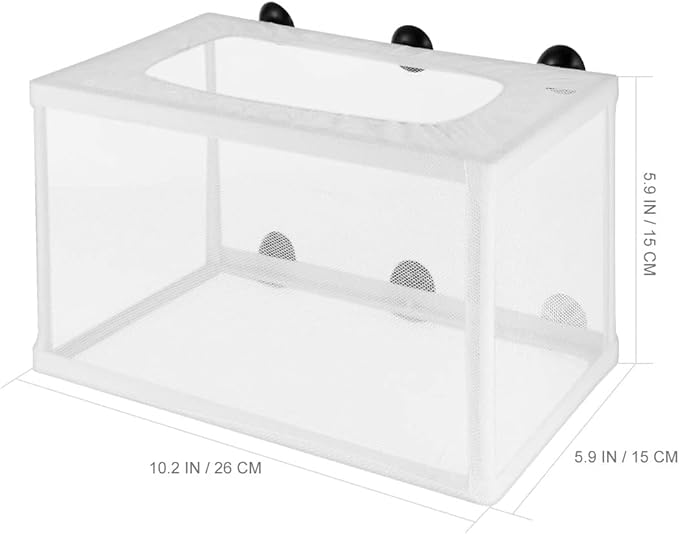 balacoo Fish Isolation Box for Aquarium with Suction Cups Large Size Fish Breeder Net Hatchery Incubator 10.23X5.9X5.9 Inch Separator for Tank Nursery