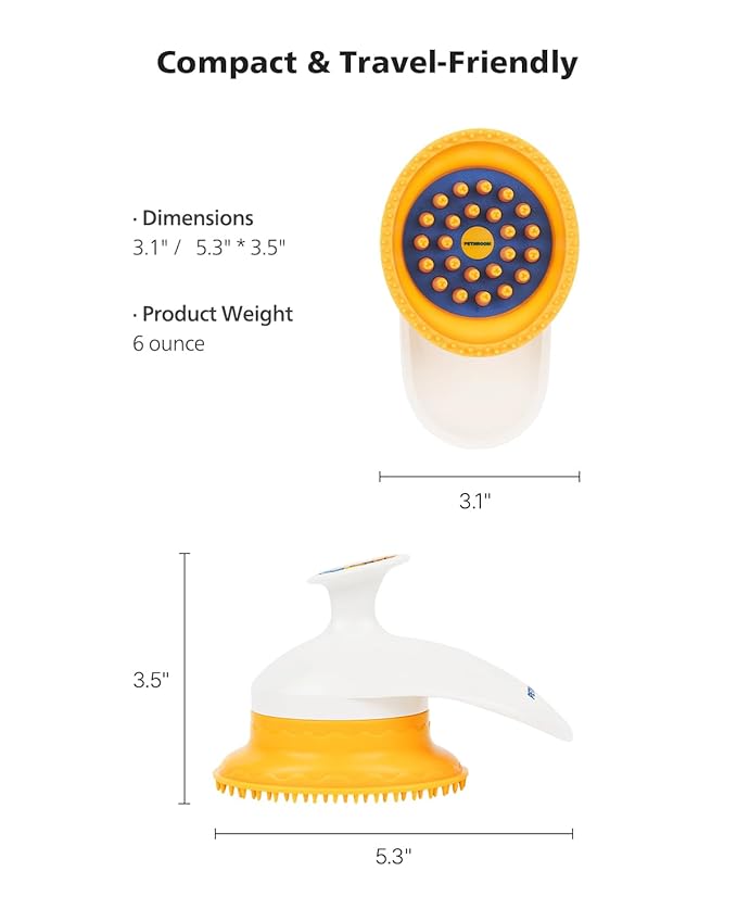 PETHROOM Cat Brush for Shedding Cats,Dogs, Kitten | Gentle Deshedding & Grooming Tool for Short or Long Hair | Safe Massage Brush for Sensitive Skin | Sturdy, Durable, and Portable