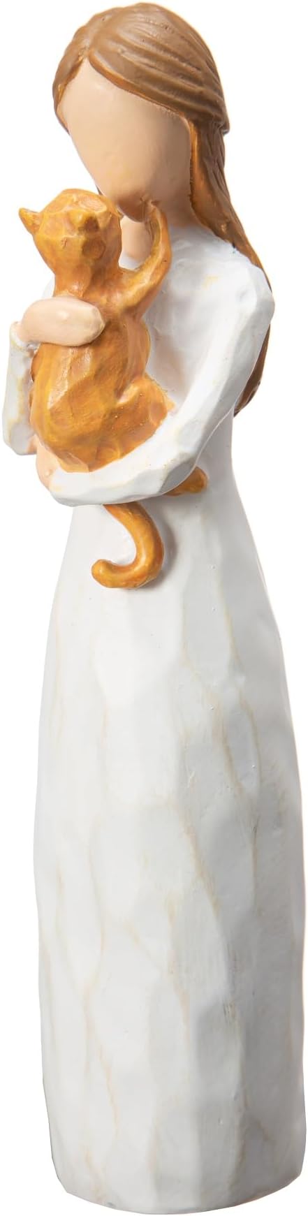 Angel of Friendship Cat Memorial Gifts, Hand-Painted Cat Angel Figurine Statue,Gift to Celebrate Loving Pets and Cat Lovers(Orange)