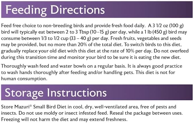 Mazuri | Nutritionally Complete for Small Birds | 2.5 Pound (2.5 lb.) Bag
