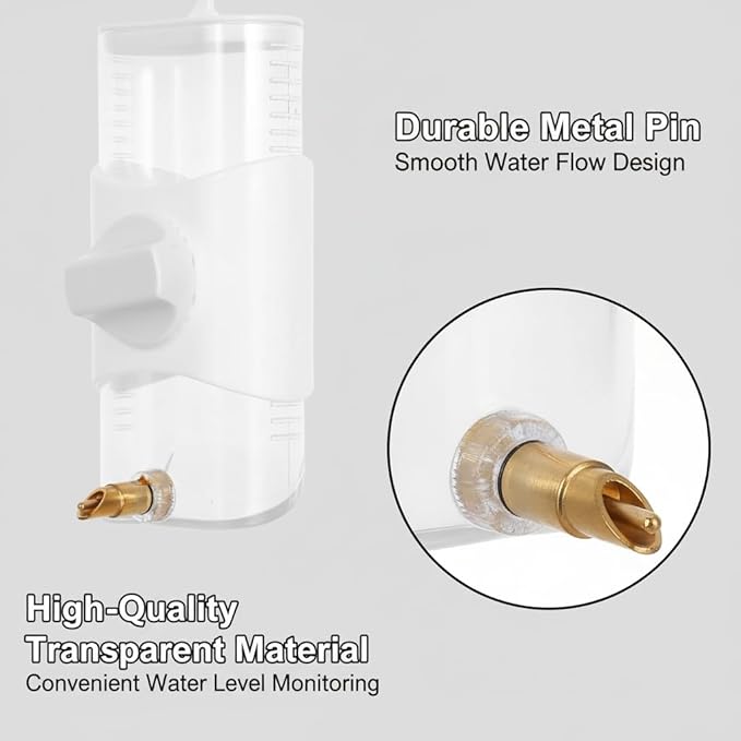 SUPVOX No-Spill Parrot Water Bottle: Automatic Bird Cage Dispenser - Large Capacity Leakproof Waterer for Cockatiel Cockatoo Parakeet - Easy to Clean & Refill, White