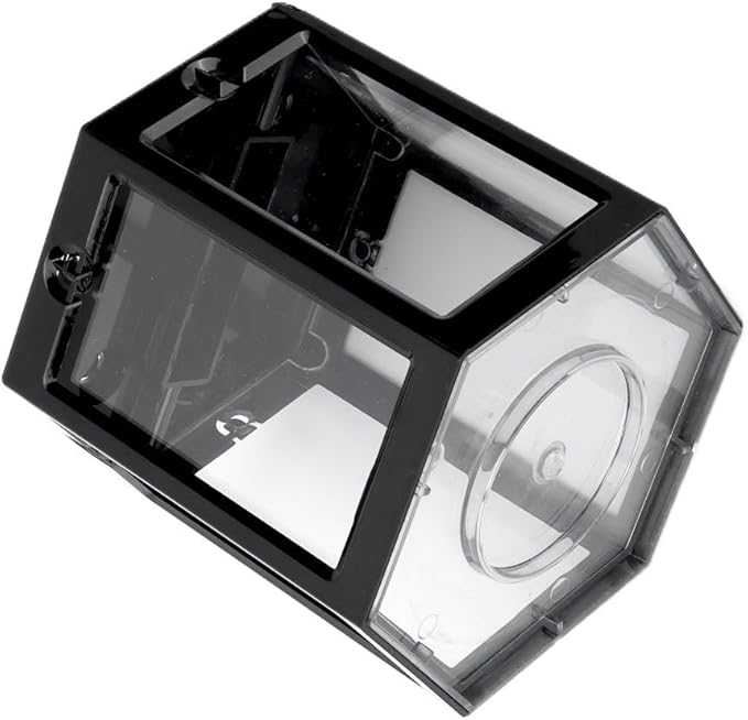 4.7 Inch Hexagonal Mini Aquarium Tank Leak-Proof Plastic Stackable Portable Fish Tank for Desk Decor Terrarium Habitat(Black)
