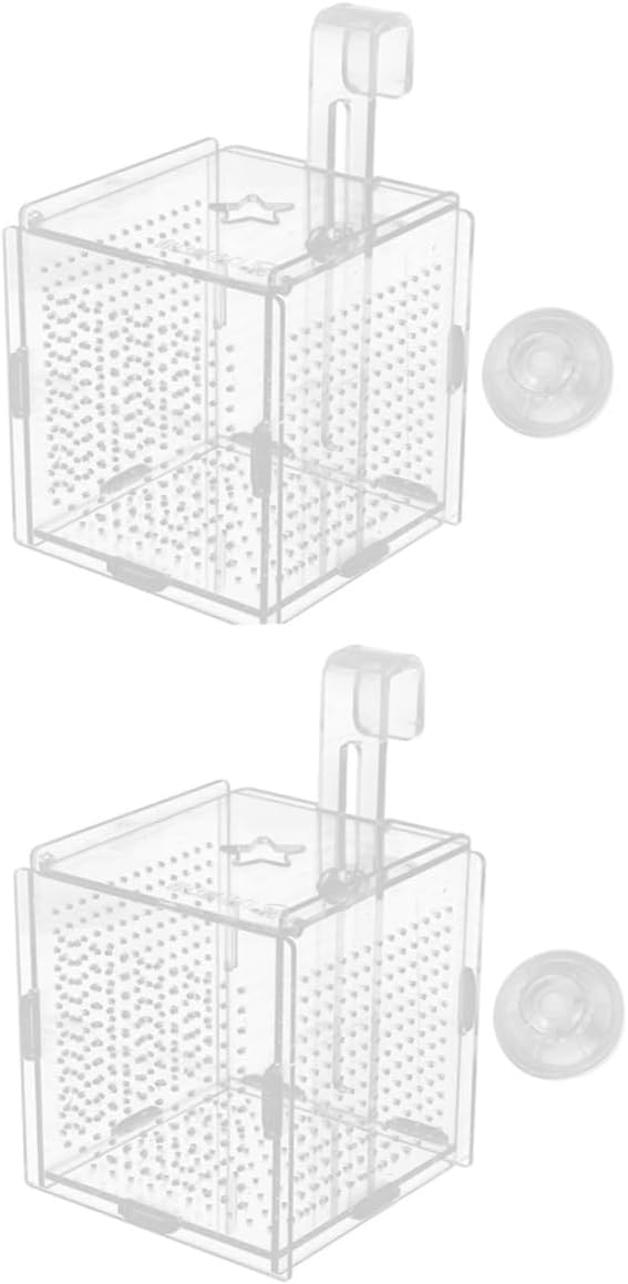 DOITOOL 2sets Fish Tank Breeding Box Cups Acrylic Isolation Case for Betta and Shrimp Convenient Fish Separator for Aquarium Use Cover